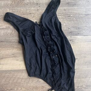 Black Lace-Up Bodysuit